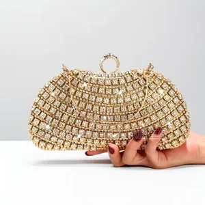 Luxury Stone Set Clutch Purse - Gold