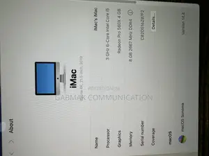 Desktop Computer Apple iMac 8GB Intel Core i5 SSD 512GB