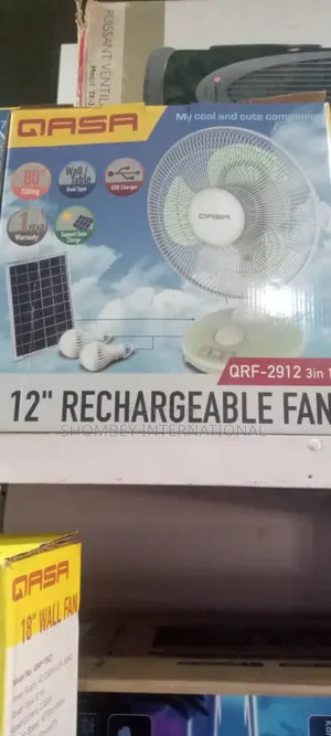 Qasa 12" 3in1 Desk/Table Rechargeable Solar Fan
