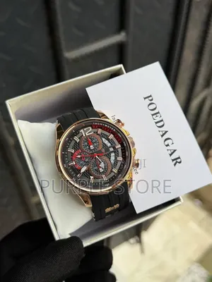 Poedagar Chronograph Rubber Watch, Water Resistant 30m