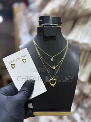 Layered Necklace and Matching Earrings