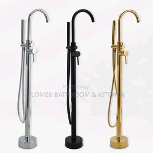 Luxury Freestanding Bathtub Floor Mixer Tap – Gold, Black & Chrome