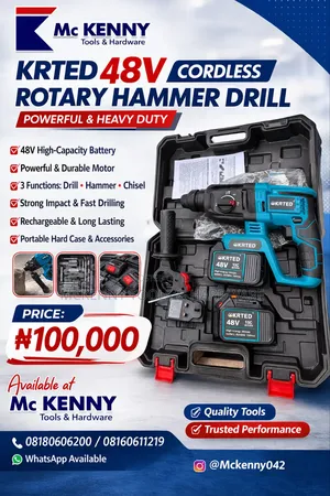 Krted 48v Cordless Rotary Hammer Drill – Heavy Duty Set