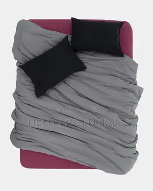 Comforter Beddings Set 6x6 Light Grey, Purple With Black Pillowcase