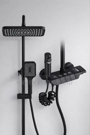 Black Piano Button Control Modern Shower Mixer Set