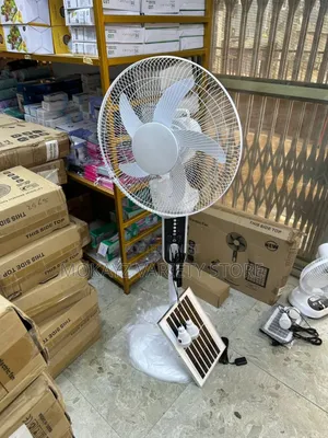 16 Inches Solar Rechargeable Fan With Remote and Two Bulbs