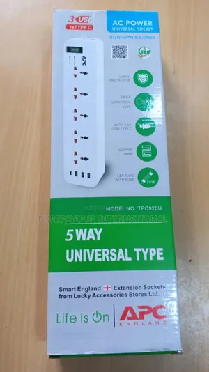 Apc Surge Protector Extension 13a – 5 Sockets + Usb Usb-C Charger