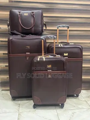 Fly Solid Genuine Leather Set of 4 Luggage Traveling Box