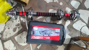 20kg Chrome Adjustable Dumbbells Barbell Set With Extra Barbell Rod