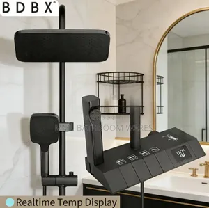 Luxury Black Shower System With Led Temperature Display