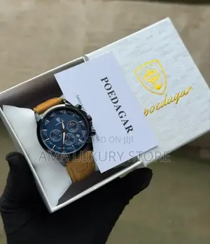 Poedagar Luxury Men's Designer Suede Strap Wristwatches