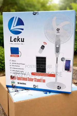 Leku 16-Inches Multifunctional Solar Standing Fan.