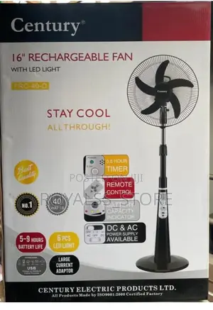 Century 16′′ Adjustable Rechargeable Standing Fan