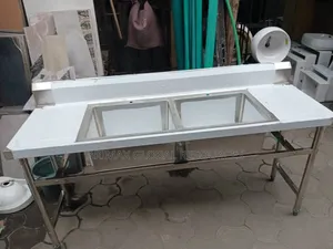 Double Bowl Sink With Side Bench And Under Bench