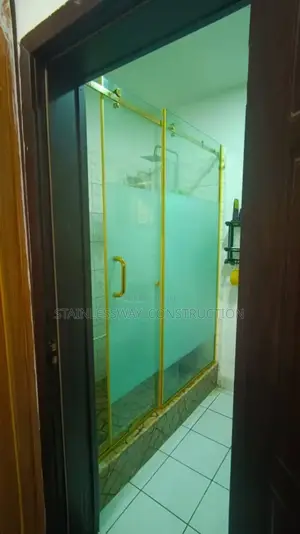 Shower Cubicle Glass With Gold Accessories