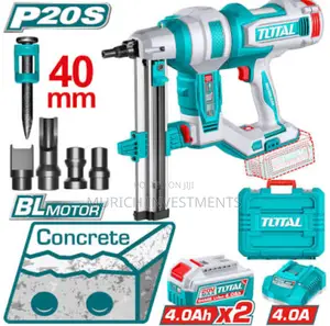 Total Tools 20v Cordless Concrete Nailer 40mm + 2batteries and Charger