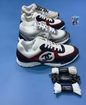 Chanel Cc Logo Chunky Sneaker •Silver Calfskin -//-Black White Sole