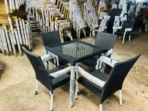 Outdoor Swimming Pool Table and Chairs (Square) - Black