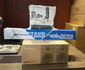 Edifier Mr4 Studio Monitor, At2020 Studio Mic Mic Stand