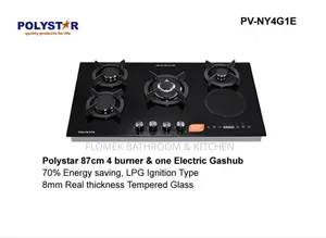 Modern Polystar 87cm 4 Gas Burner + 1 Electric Hob - Lpg Ignition.
