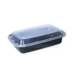 Big 1000ml Fancy Disposable Flat Plate With Transparent Lid (50pcs)