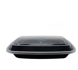 Black Flat Rectangular Plastic Plate With Lid in All Size. (50pcs)