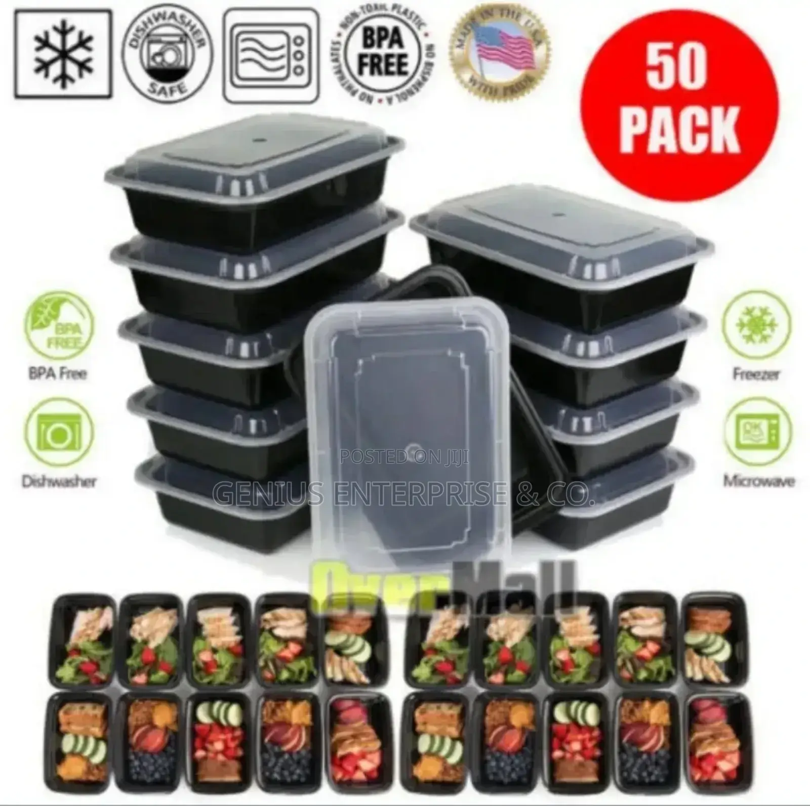Black Flat Rectangular Plastic Plate With Lid in All Size. (50pcs)