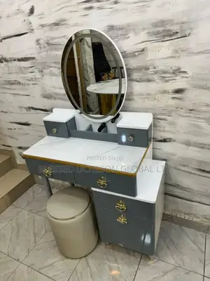 Modern Vanity Desk With Led Lighted Mirror and Stool