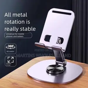 Metal Desktop Phone and Tablet Stand Featuring 360-Degree Rotation,