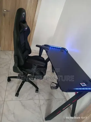 Ergonomic Racer-Style Chair and Matching Desk With RGB Led Lighting,