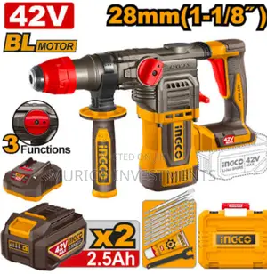 Ingco 42v Bl 28mm 3-Mode Rotary Hammer 2x2.5ah Case Crhli422882
