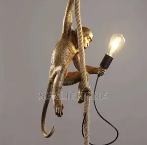 Modern Led Art Monkey Pendant Light Resin Simian Pendant Lamp
