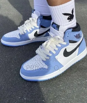 Blue and White Air Jordan Sneakers