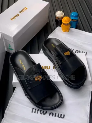 Miu Miu Pam Slippers for Men Black/Brown Size 40-46