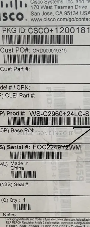Brand New Cisco Ws-C2960+24 Lc-S 24port Fe 10/100 8xpoe