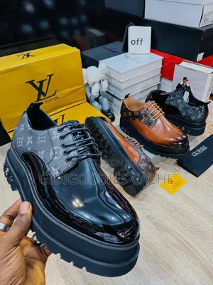 Lv Double Sole Wetlook Lace-Up Shoes