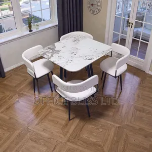 Square Dinning Table And 4 Chairs - White