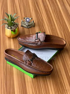 Salvatore Ferragamo Croc Skin Half Shoe