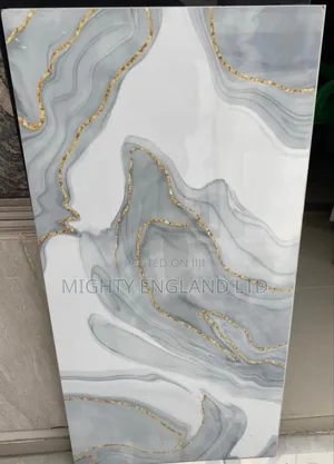 Grey Marble Pattern With Gold Vein Accents Polished Porcelain Floor