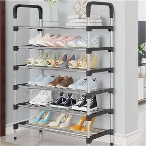 6 Layer Shoe Rack Tier Colored Stainless Steel Stackable Shoe Rack