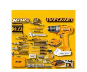 Ingco Complete 165pcs Tool Set + 20v Rechargeable Drill – Built