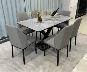 Marble Finished Rectangular 6 Seater Dining Table