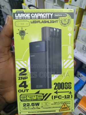 Remax Power Bank - 20,000mah 22.5w Fast Charge (Built-in Cables)