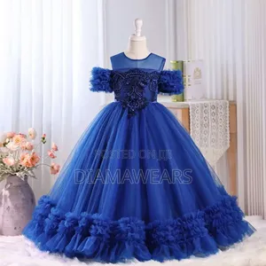 Royal Blue Unique Princess Stone Full Ball Gown
