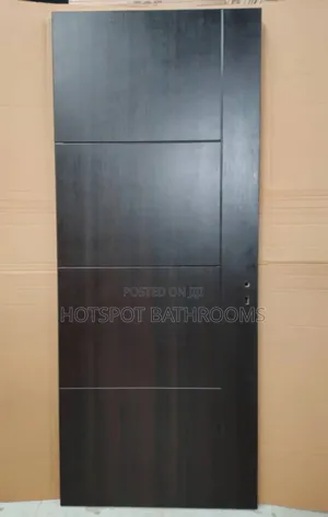 Modern Luxury Wooden Security Door (Dark Walnut Finish)