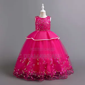 Fuscial Pink Unique Children Full Ball Gown