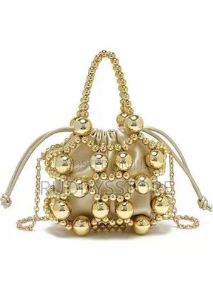 Luxury Beaded Mini Bucket Handbag –Elegant Pearl Handle Designer Purse