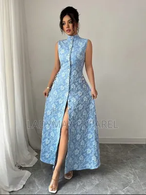 Light Blue Embroided Fashion Turkey Dress. Multiple Styling.