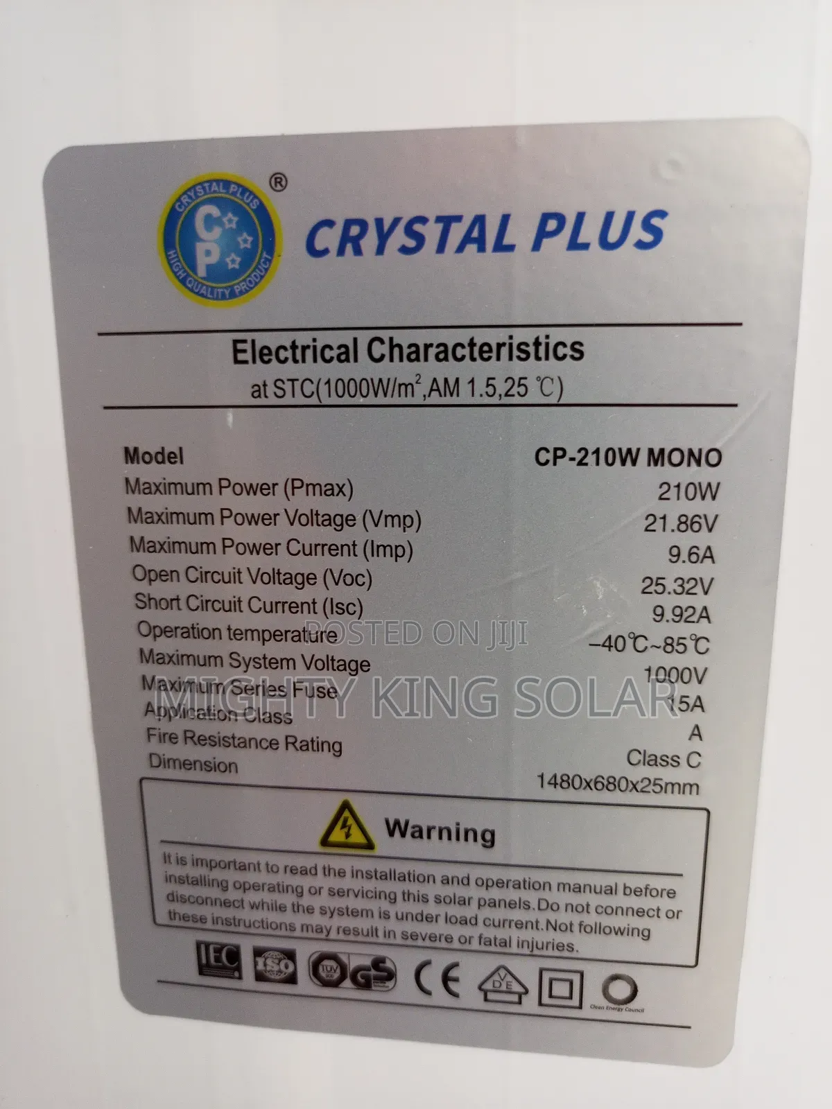 210w Crystal Plus Solar Module