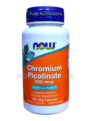 Now Chromium Picolinate 200mcg 100 Capsules _ Blood Sugar Metabolism